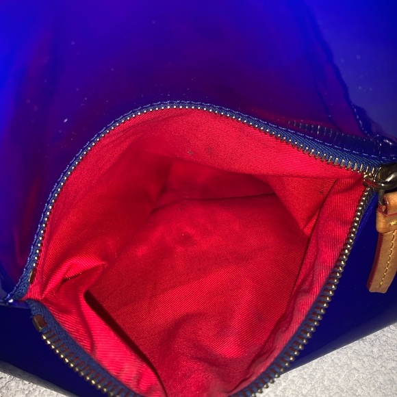 Dooney & Bourke Royal Blue Satchel Tan handbag, Preloved, Red inside lining - Picture 7 of 10